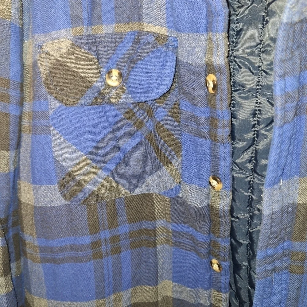 Cherokee Men's Flannel Jacket Blue Black Gray Medium